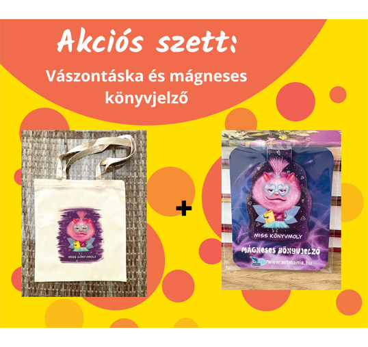 Miss Könyvmoly - Vászontáska és mágneses könyvjelző