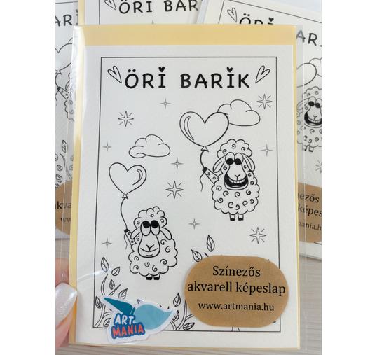 Öri barik - színezhető akvarell képeslap