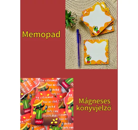 Kaktusz csomag - memopad + mágneses könyvjelző