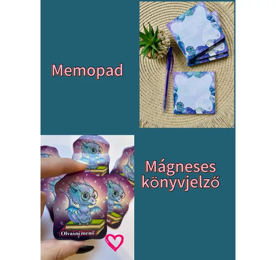 Sárkányka csomag - memopad + mágneses könyvjelző