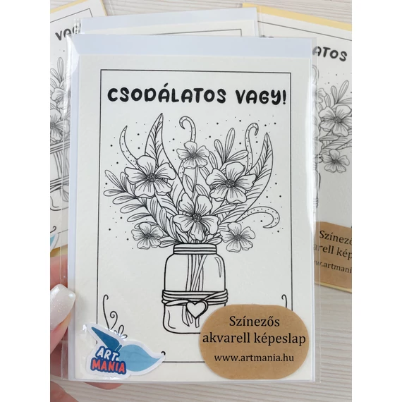 Csodálatos vagy - színezhető akvarell képeslap