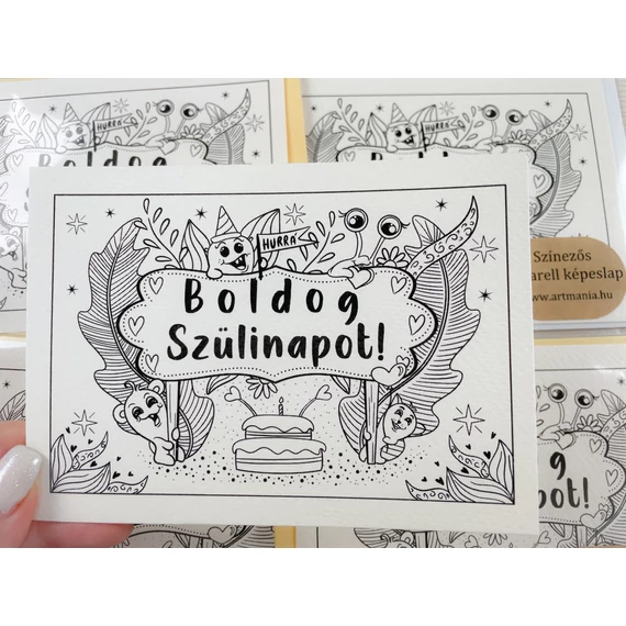 Boldog szülinapot! - színezhető akvarell képeslap