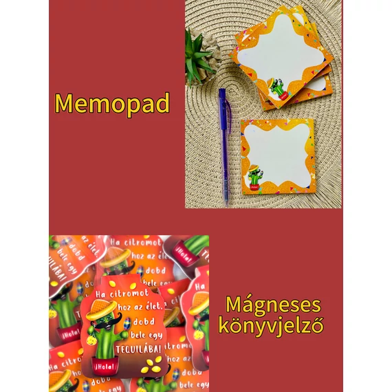 Kaktusz csomag - memopad + mágneses könyvjelző