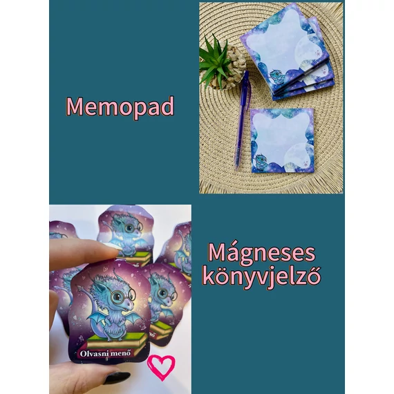 Sárkányka csomag - memopad + mágneses könyvjelző